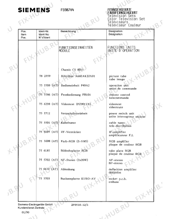 Схема №2 FS987V4 с изображением Инструкция по эксплуатации для телевизора Siemens 00530621