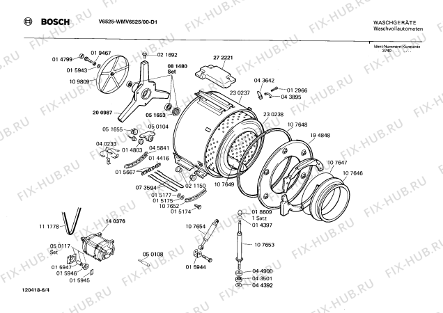 Взрыв-схема стиральной машины Bosch WMV6525 - Схема узла 04