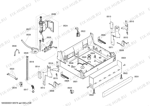 Схема №1 SE55E552EU с изображением Передняя панель для посудомойки Siemens 00664234