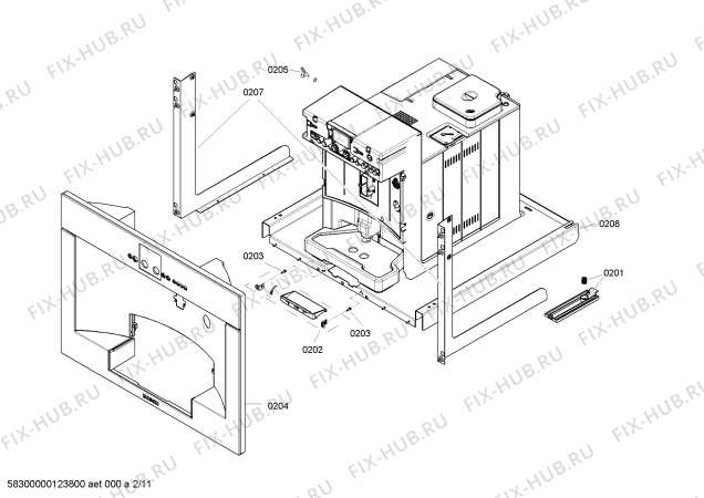 Схема №4 TKN68E75UC с изображением Монтажный набор для электрокофеварки Bosch 00662605