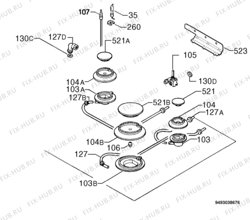 Взрыв-схема плиты (духовки) Zanussi ZXL636ITX - Схема узла Functional parts 267