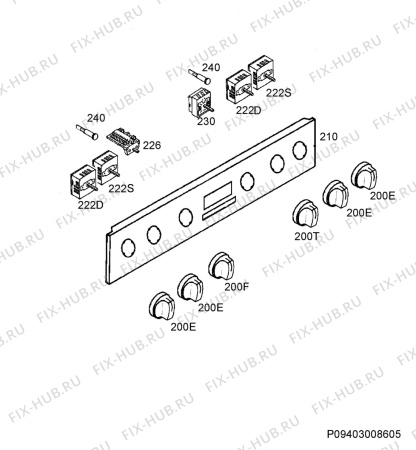 Взрыв-схема плиты (духовки) Aeg Electrolux 40036VI-WN 24T - Схема узла Command panel 037