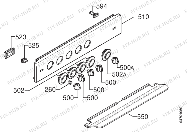 Взрыв-схема плиты (духовки) Zanussi ZC650C - Схема узла Command panel 037