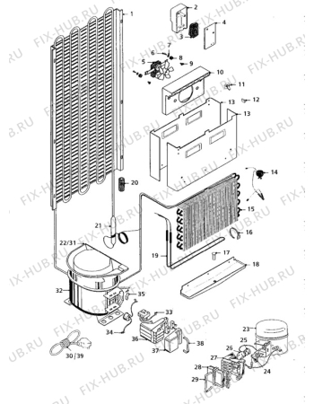 Взрыв-схема холодильника Zanussi DF47/51FF - Схема узла Cooling system 017