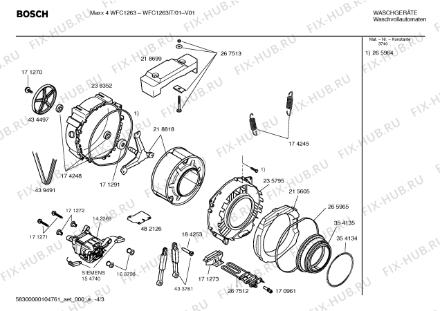 Взрыв-схема стиральной машины Bosch WFC1263IT Maxx 4 WFC 1263 - Схема узла 03