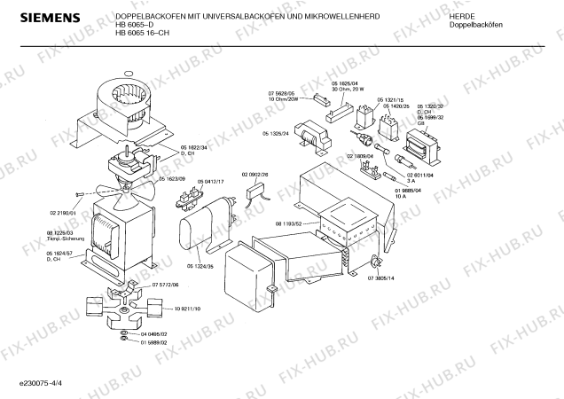 Взрыв-схема плиты (духовки) Siemens HB6065 - Схема узла 04