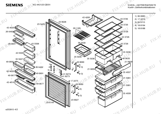Взрыв-схема холодильника Siemens KG44U123GB - Схема узла 02