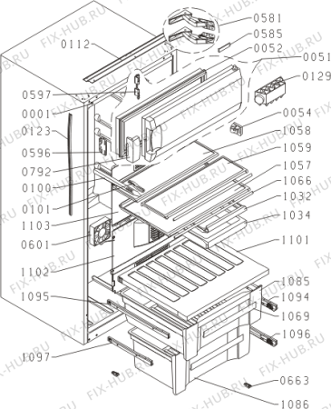 Схема №1 RBI5121NW (329224, HTKI1928BF) с изображением Ящик (корзина) для холодильника Gorenje 345072