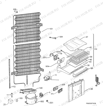 Взрыв-схема холодильника Privileg 937.941-3 - Схема узла Cooling system 017