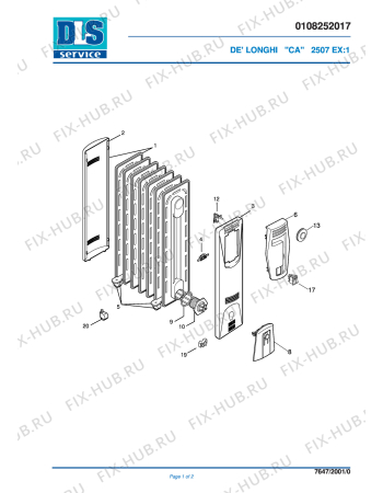 Схема №1 2507T с изображением Держатель для ветродува DELONGHI 5308007500