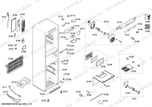 Схема №1 KK28F69TI с изображением Крышка для холодильной камеры Siemens 00425735