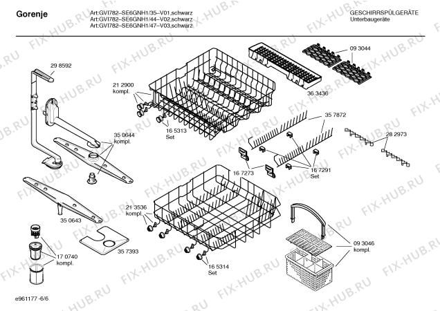 Взрыв-схема посудомоечной машины Gorenje SE6GNH1 GVI782 - Схема узла 06