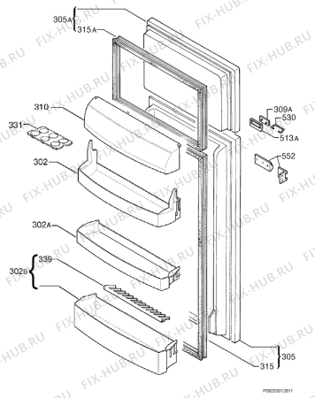 Взрыв-схема холодильника Juno Electrolux JKG1458 - Схема узла Door 003