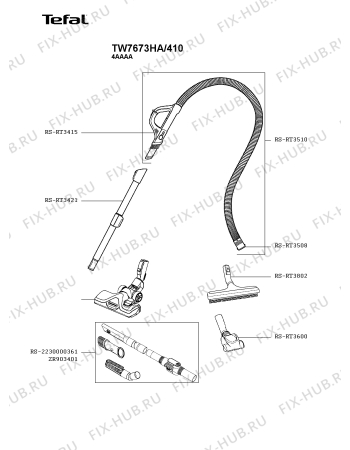 Схема №2 TW7673HA/410 с изображением Рукоятка для электропылесоса Rowenta RS-2230000775