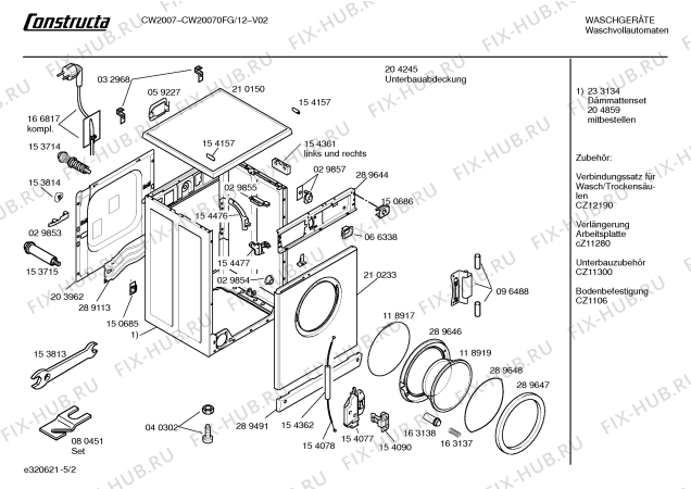 Схема №2 CW20070FG CW2007 с изображением Инструкция по эксплуатации для стиралки Bosch 00520204