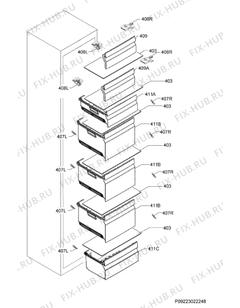 Взрыв-схема холодильника Zanussi ZFU25113WV - Схема узла Internal parts