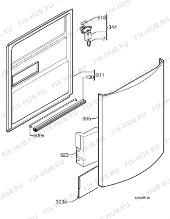 Взрыв-схема посудомоечной машины Electrolux ESF6562BIG - Схема узла Door 003