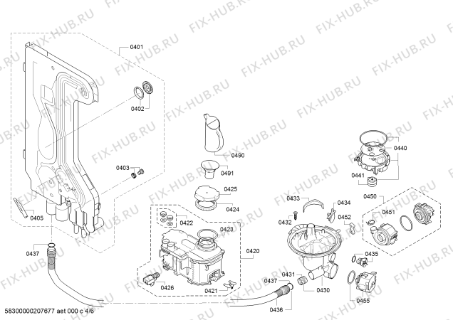 Взрыв-схема посудомоечной машины Bosch SMS25EI01E SilencePlus - Схема узла 04