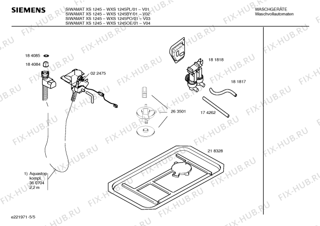 Схема №3 WXS1245OE SIWAMAT XS1245 с изображением Инструкция по установке и эксплуатации для стиральной машины Siemens 00584215