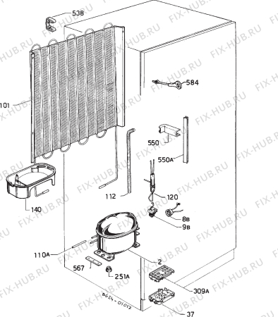 Взрыв-схема холодильника Privileg 021237 3 - Схема узла Refrigerator cooling system