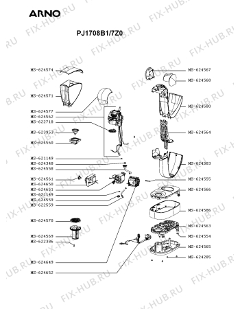 Схема №1 PJ1708B1/7Z0 с изображением Блок управления для кофеварки (кофемашины) Seb MS-624650