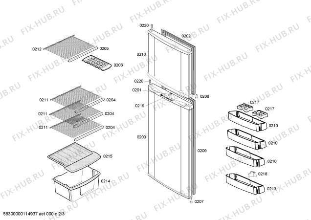 Взрыв-схема холодильника Continental RSV375006K REFRIGERADOR CONTINENTAL 350L 220v BCO - Схема узла 02