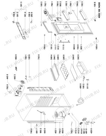 Схема №1 WMA1667DFC TS AQUA с изображением Дверь для холодильной камеры Whirlpool 481010595390