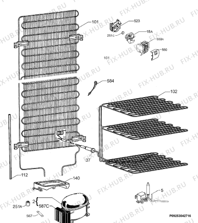 Взрыв-схема холодильника Rex Electrolux RRA40833X - Схема узла Cooling system 017