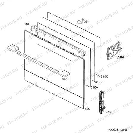 Взрыв-схема плиты (духовки) Ikea FINSMAKARE 50411730 - Схема узла Door