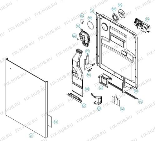 Схема №1 RDW24 XXL US   -Stainless (401530, DW90.2) с изображением Дверка для посудомоечной машины Gorenje 702620