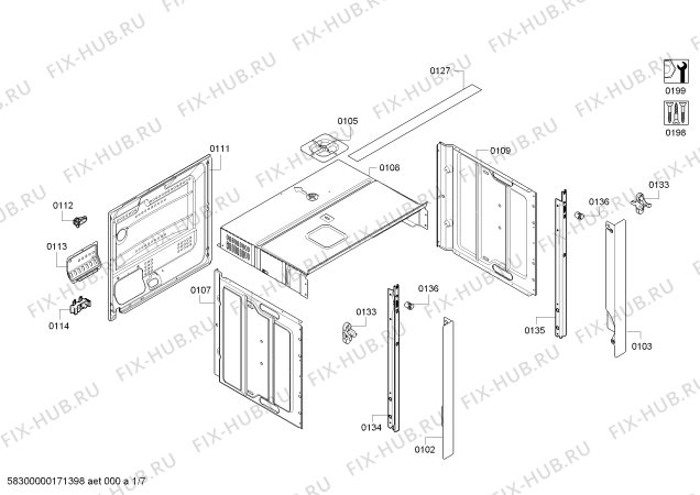 Схема №1 B45C42N3S с изображением Панель управления для плиты (духовки) Bosch 00744873