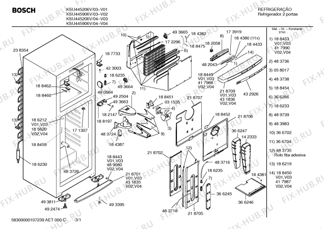 Схема №1 KSU405226J с изображением Сопротивление для холодильной камеры Bosch 00366250