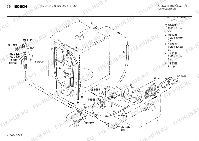 Взрыв-схема посудомоечной машины Bosch 0730200576 SMU7210 - Схема узла 03