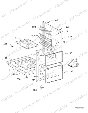 Взрыв-схема плиты (духовки) Aeg Electrolux D77000GF-M - Схема узла Housing 001