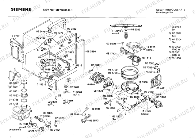 Взрыв-схема посудомоечной машины Siemens SN752345 - Схема узла 02