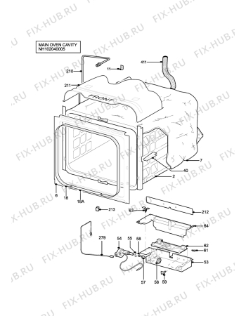 Взрыв-схема плиты (духовки) Parkinson Cowan CLASSICGRN - Схема узла H10 Main Oven Cavity (large)