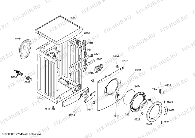 Взрыв-схема стиральной машины Bosch WAE16260TR - Схема узла 02