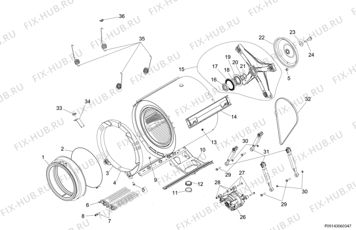 Взрыв-схема стиральной машины Electrolux WASL7M101 - Схема узла Functional parts