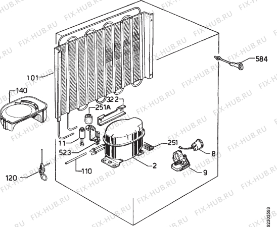 Взрыв-схема холодильника Atlas KB150 - Схема узла Cooling system 017