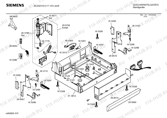 Взрыв-схема посудомоечной машины Siemens SE23231EU - Схема узла 05