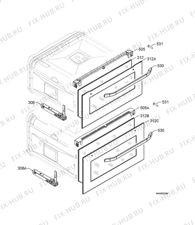 Взрыв-схема плиты (духовки) Aeg Electrolux U4111-6-W - Схема узла Door