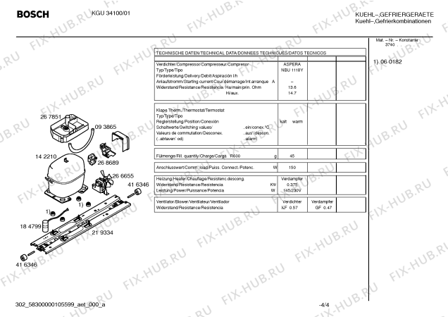 Схема №1 KGU34100 с изображением Инструкция по эксплуатации для холодильной камеры Bosch 00593191
