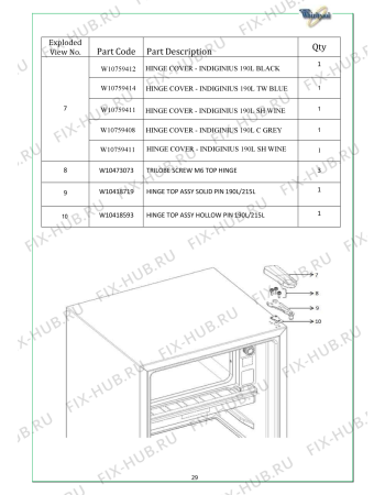 Схема №3 WMD 210 SL с изображением Другое для холодильной камеры Whirlpool 482000025678