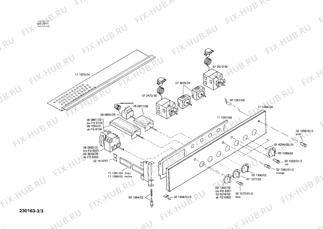 Взрыв-схема плиты (духовки) Siemens HE7011 - Схема узла 03