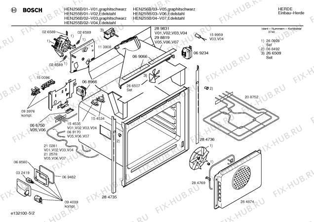 Схема №1 HEN255BCC с изображением Панель управления для духового шкафа Bosch 00289965