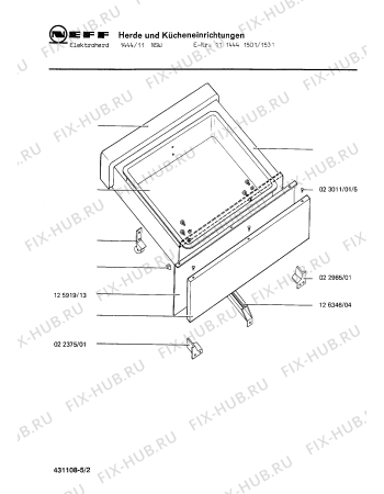 Взрыв-схема плиты (духовки) Neff 1114441501 1444/11NSW - Схема узла 02