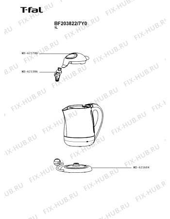 Схема №1 BF203822/7Y0 с изображением Корпусная деталь для чайника (термопота) Seb MS-621604
