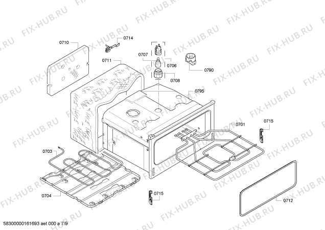 Взрыв-схема плиты (духовки) Bosch HBM56B551B - Схема узла 08