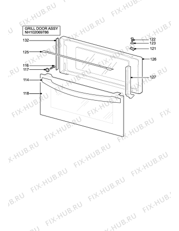 Взрыв-схема плиты (духовки) Zanussi ZOD890X - Схема узла H10 Grill door assy