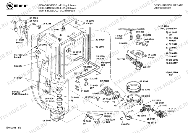 Взрыв-схема посудомоечной машины Neff S4132B0 SI30 - Схема узла 02